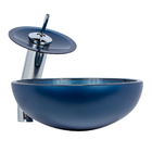 Kit Cuba De Vidro 35cm Azul+ Válvula Click Frete Gratis