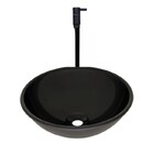 Kit Cuba De Vidro 35cm Preta + Torneira Bica Alta Preta