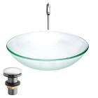 Kit Cuba De Vidro 35cm Transparente+torneira Alta 1 1/4