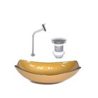 Kit Cuba De Vidro + Torneira Para Lavatório Oval Chanfrada 36