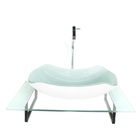 Kit Cuba De Vidro Abaulada Com Tampo 60cm Branco E Suporte To