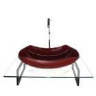 Kit Cuba De Vidro Abaulada Vermelho Cereja Com Tampo 60cm Inc