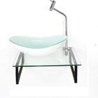 Kit Cuba De Vidro Oval 10mm Branca Tampo 40cm Incolor Com Sup