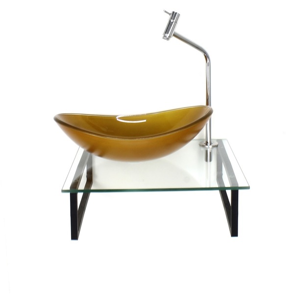 Kit Cuba De Vidro Oval 10mm Dourado Real Com Tampo 40cm Incol