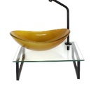 Kit Cuba De Vidro Oval 10mm Dourado Real Com Tampo 40cm Incol