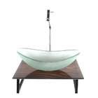 Kit Cuba De Vidro Oval 10mm Jateada Com Tampo De Vidro 40cm X