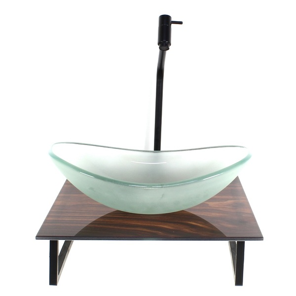 Kit Cuba De Vidro Oval 10mm Jateada Com Tampo De Vidro 40cm X