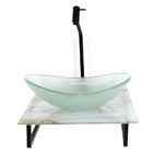 Kit Cuba De Vidro Oval 10mm Jateada Com Tampo De Vidro 40cm X