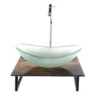 Kit Cuba De Vidro Oval 10mm Jateada Com Tampo De Vidro 40cm X