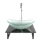 Kit Cuba De Vidro Oval 10mm Jateada Com Tampo De Vidro 40cm X