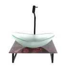 Kit Cuba De Vidro Oval 10mm Jateada Com Tampo De Vidro 40cm X