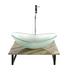 Kit Cuba De Vidro Oval 10mm Jateada Com Tampo De Vidro 40cm X