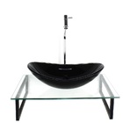 Kit Cuba De Vidro Oval 10mm Preta Tampo 50cm Incolor Com Supo