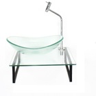 Kit Cuba De Vidro Oval 10mm Tampo 40cm Incolor Com Suporte To