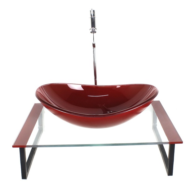 Kit Cuba De Vidro Oval 10mm Tampo 50cm Vermelho Cereja Com Su