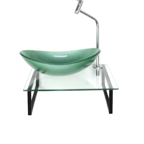 Kit Cuba De Vidro Oval 10mm Verde Oliva Com Tampo 40cm Incolo