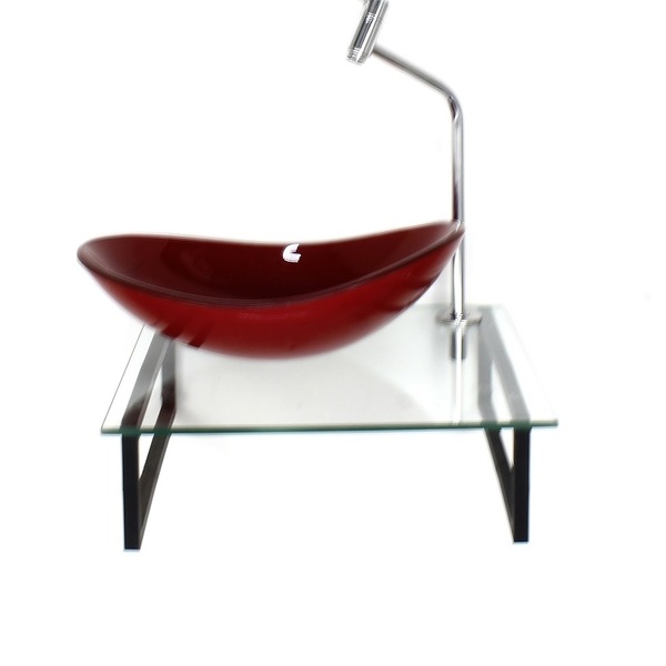 Kit Cuba De Vidro Oval 10mm Vermelho Ferrari Tampo 40cm Incol