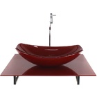 Kit Cuba De Vidro Oval Chanfrada Com Tampo 60cm Vermelho Cere