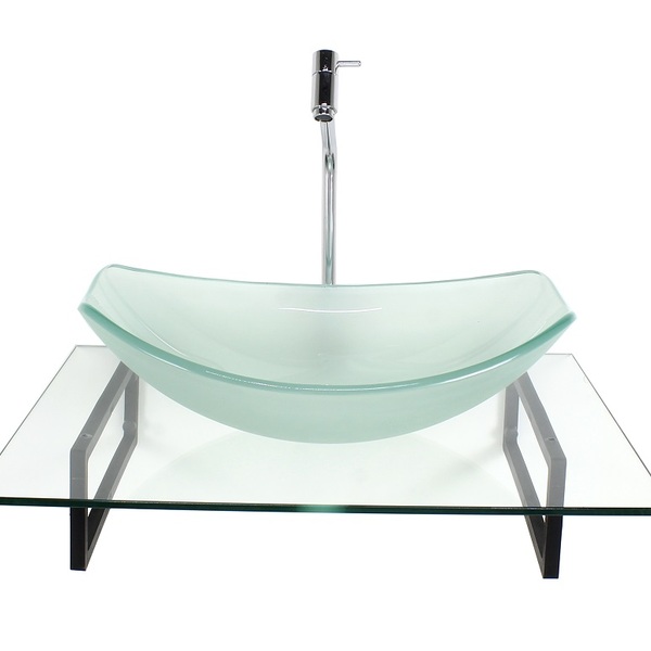 Kit Cuba De Vidro Oval Chanfrada Jateada Com Tampo 60cm Incol