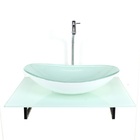 Kit Cuba De Vidro Oval Com Tampo 60cm Branco Full E Suporte T