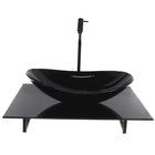 Kit Cuba De Vidro Oval Com Tampo 60cm Preto Full E Suporte Pr