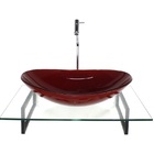 Kit Cuba De Vidro Oval Vermelho Ferrari Com Tampo 60cm Incolo