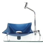 Kit Cuba De Vidro Quadrada 10mm Azul Com Tampo 40cm Incolor E