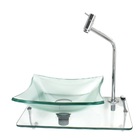 Kit Cuba De Vidro Quadrada 10mm Com Tampo 40cm Incolor E Supo