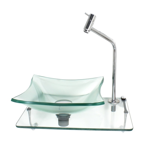 Kit Cuba De Vidro Quadrada 10mm Com Tampo 40cm Incolor E Supo