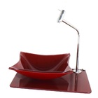 Kit Cuba De Vidro Quadrada 10mm Com Tampo 40cm Vermelho Cerej