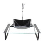 Kit Cuba De Vidro Quadrada 10mm Com Tampo 50cm Preto E Suport