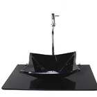 Kit Cuba De Vidro Quadrada 10mm Com Tampo 50cm Preto Full E S