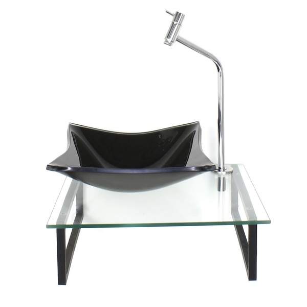 Kit Cuba De Vidro Quadrada 10mm Grafite Com Tampo 40cm Incolo