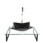 Kit Cuba De Vidro Quadrada 10mm Grafite Tampo 50cm Incolor Co