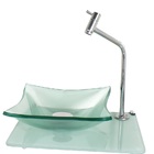 Kit Cuba De Vidro Quadrada 10mm Incolor Com Tampo 40cm Branco