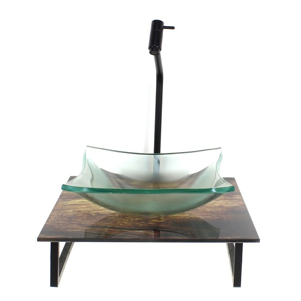 Kit Cuba De Vidro Quadrada 10mm Incolor Com Tampo De Vidro 40