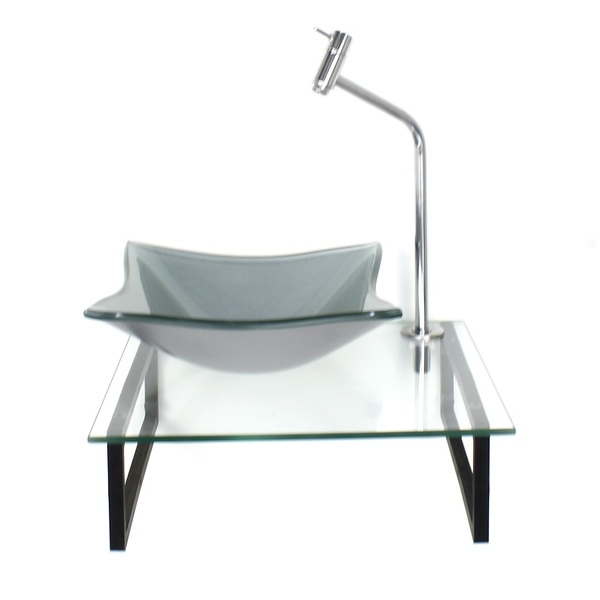 Kit Cuba De Vidro Quadrada 10mm Prata Com Tampo 40cm Incolor