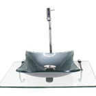 Kit Cuba De Vidro Quadrada 10mm Prata Com Tampo 50cm Incolor