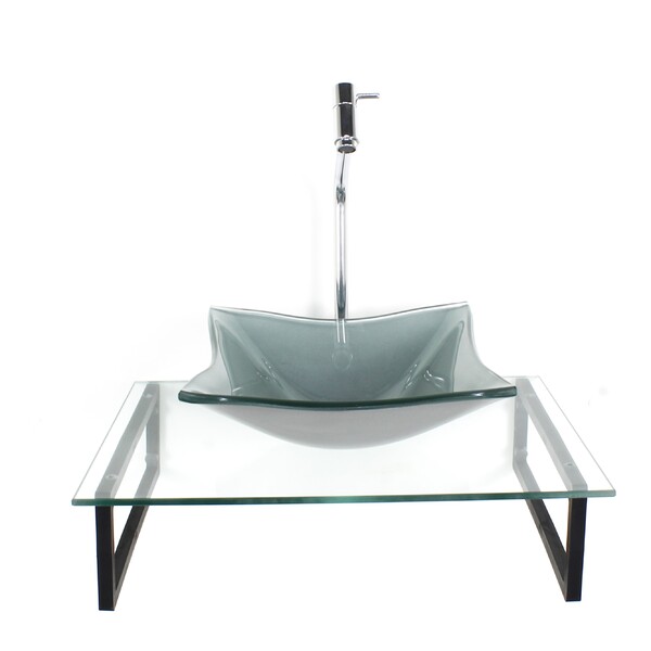 Kit Cuba De Vidro Quadrada 10mm Prata Com Tampo 50cm Incolor