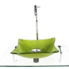 Kit Cuba De Vidro Quadrada 10mm Verde Oliva Com Tampo 50cm In