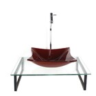 Kit Cuba De Vidro Quadrada 10mm Vermelho Cereja Tampo 50cm In