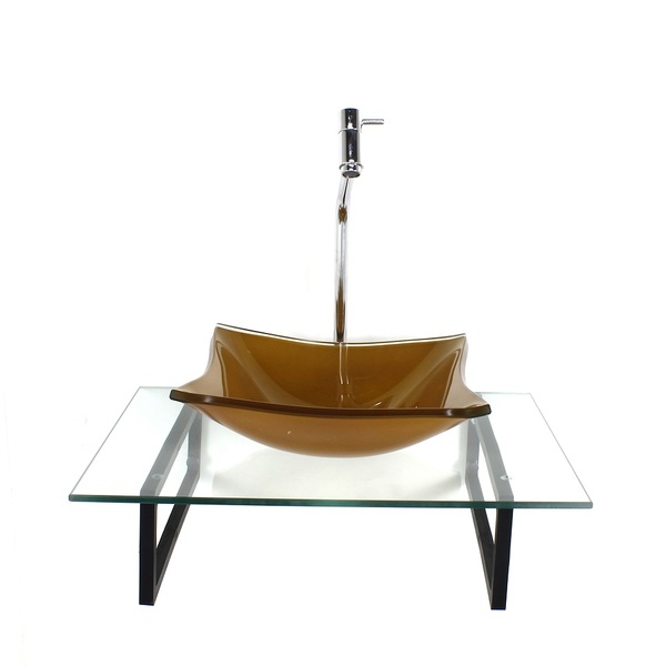 Kit Cuba De Vidro Quadrada Dourado Real Com Tampo 60cm Incolo