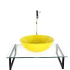 Kit Cuba De Vidro Redonda 10mm Amarela Tampo 50cm Incolor Com