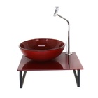 Kit Cuba De Vidro Redonda 10mm Com Tampo 40cm Vermelho Cereja