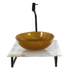 Kit Cuba De Vidro Redonda 10mm Com Tampo De Vidro 40cm X 40cm