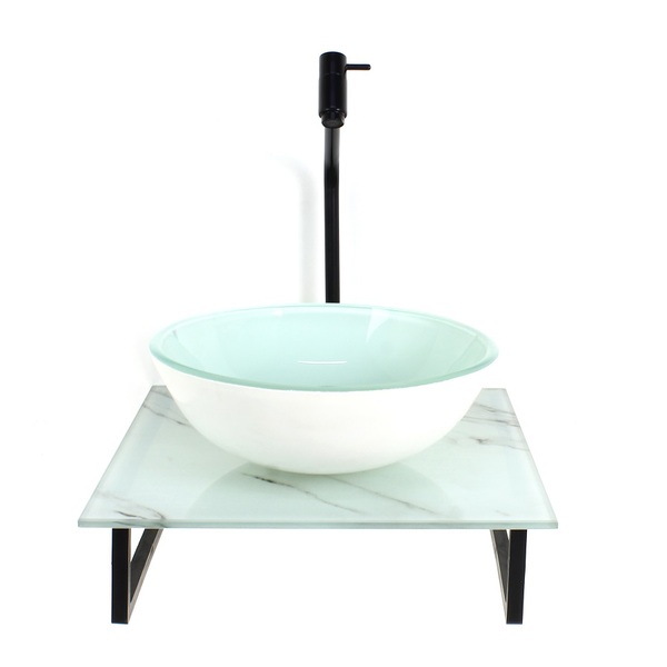 Kit Cuba De Vidro Redonda 10mm Com Tampo De Vidro 40cm X 40cm