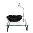 Kit Cuba De Vidro Redonda 10mm Grafite Com Tampo 40cm Incolor