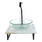 Kit Cuba De Vidro Redonda 10mm Incolor Com Tampo De Vidro 40c