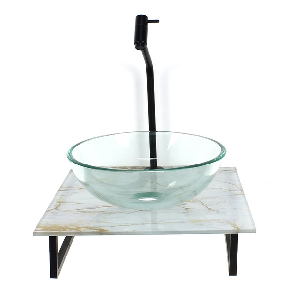 Kit Cuba De Vidro Redonda 10mm Incolor Com Tampo De Vidro 40c