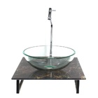 Kit Cuba De Vidro Redonda 10mm Incolor Com Tampo De Vidro 40c